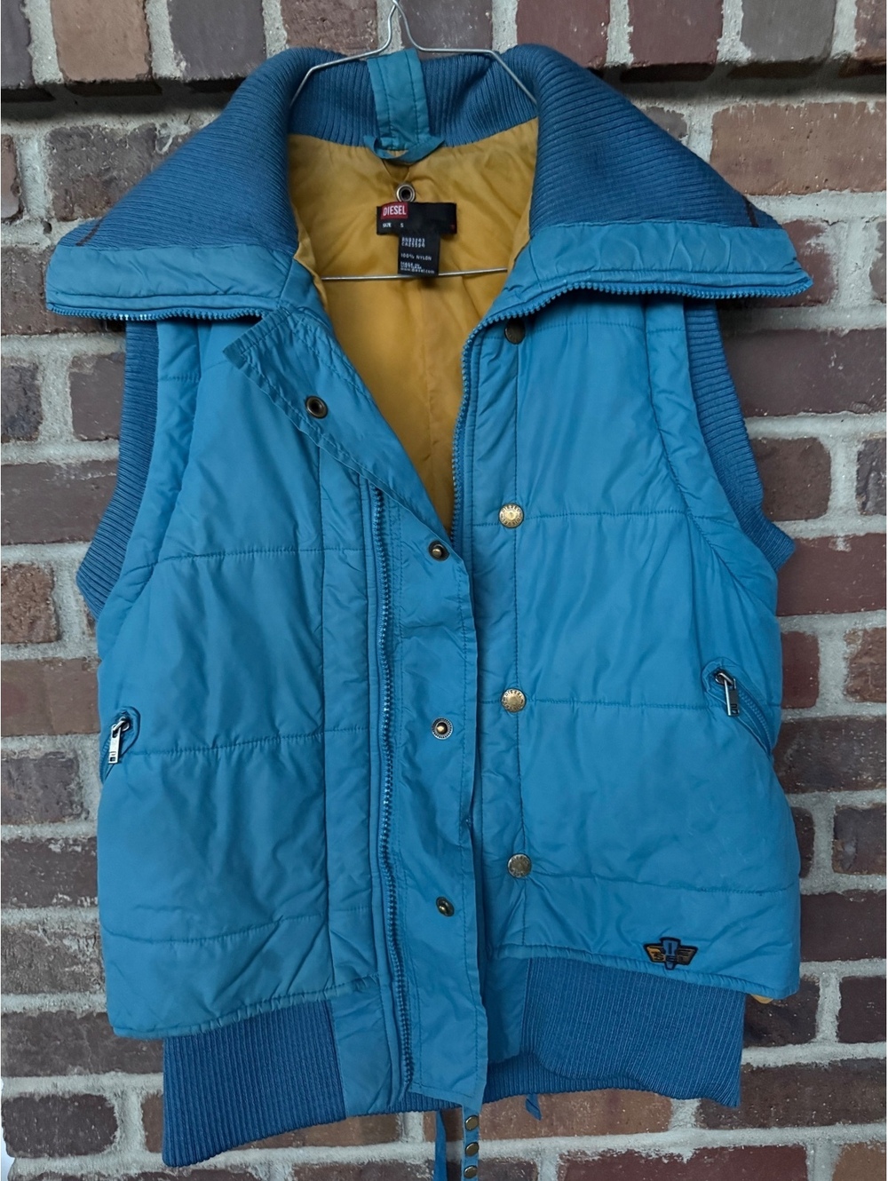 Vintage Y2K Diesel Quilted Puffer Vest Indie Gorpcore cyberpunk Streetwear